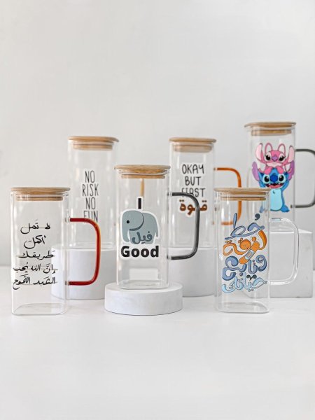 مج شفاف مع عبارات