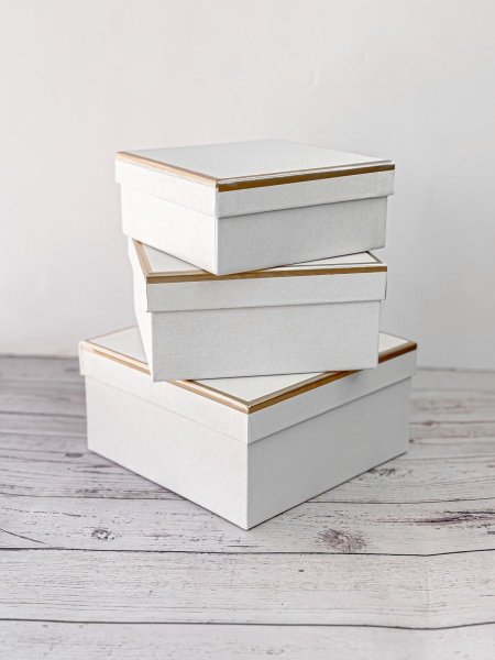 طقم صناديق 3 قطع أبيض